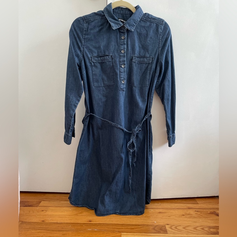 Joe Fresh Denim Tie Waist Long Sleeve Shirtdress MEDIUM